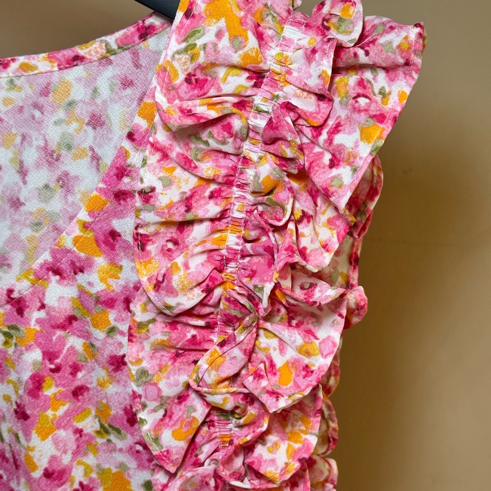 CeCe Pink Floral Ruffle Blouse - Picture 5 of 11